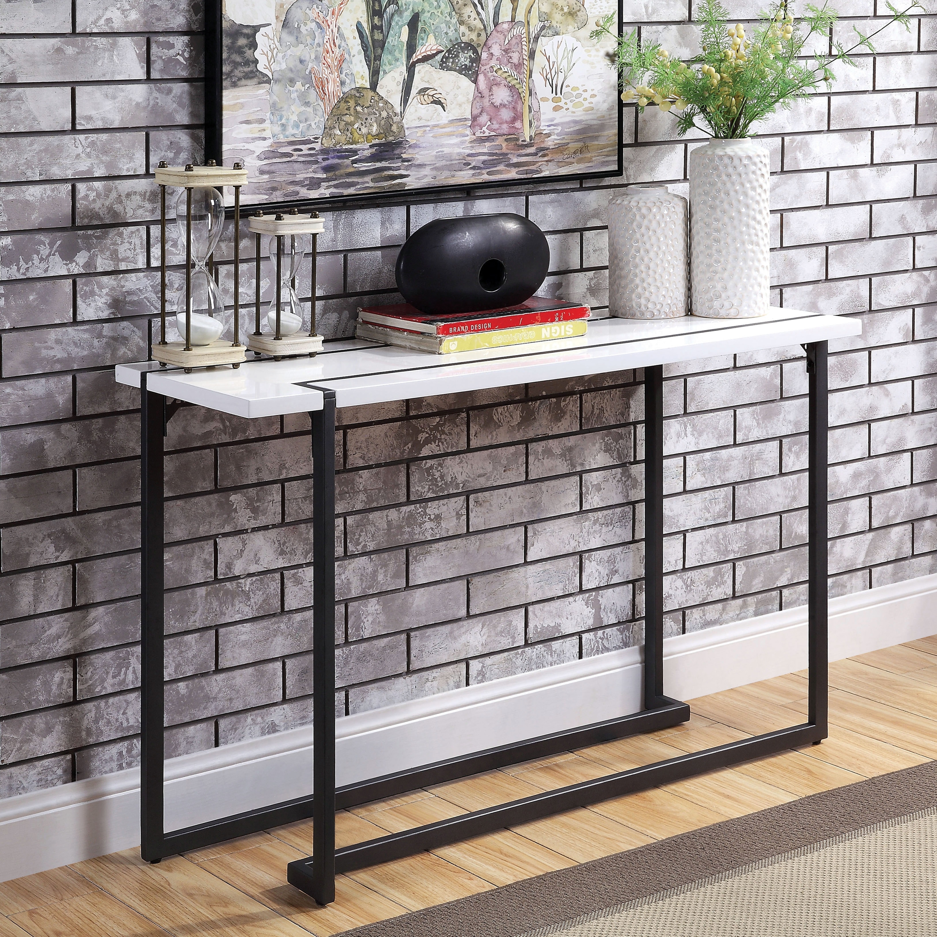 Furniture of America Tawl Contemporary White 47-inch Lacquer Sofa Table