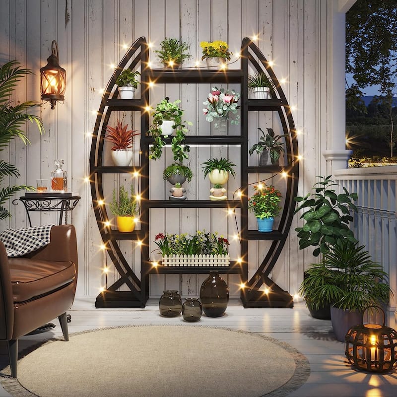 5 Tier Plant Stand Indoor, Half-Moon Shaped Large Plant Shelf