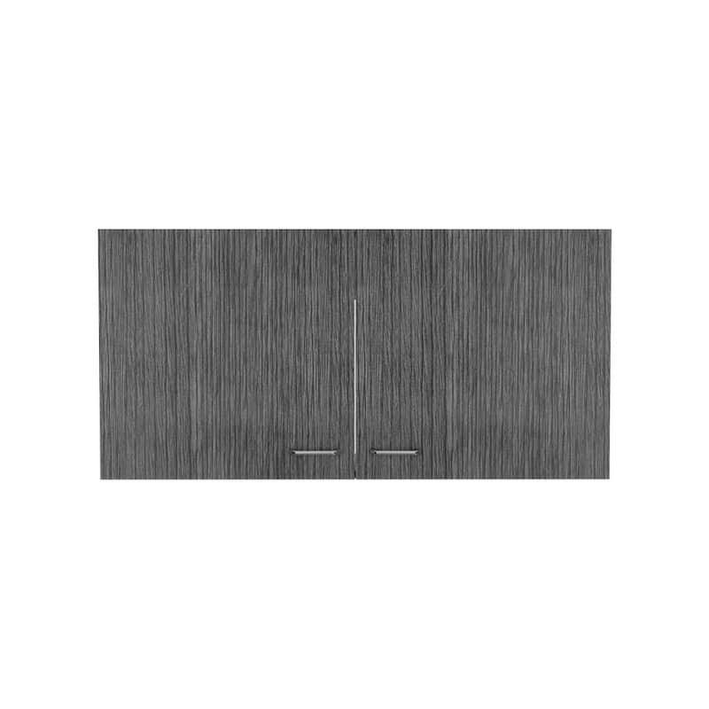 Wall Cabinet, Two Shelves, Double Door, Black Wengue Finish - Smokey Oak