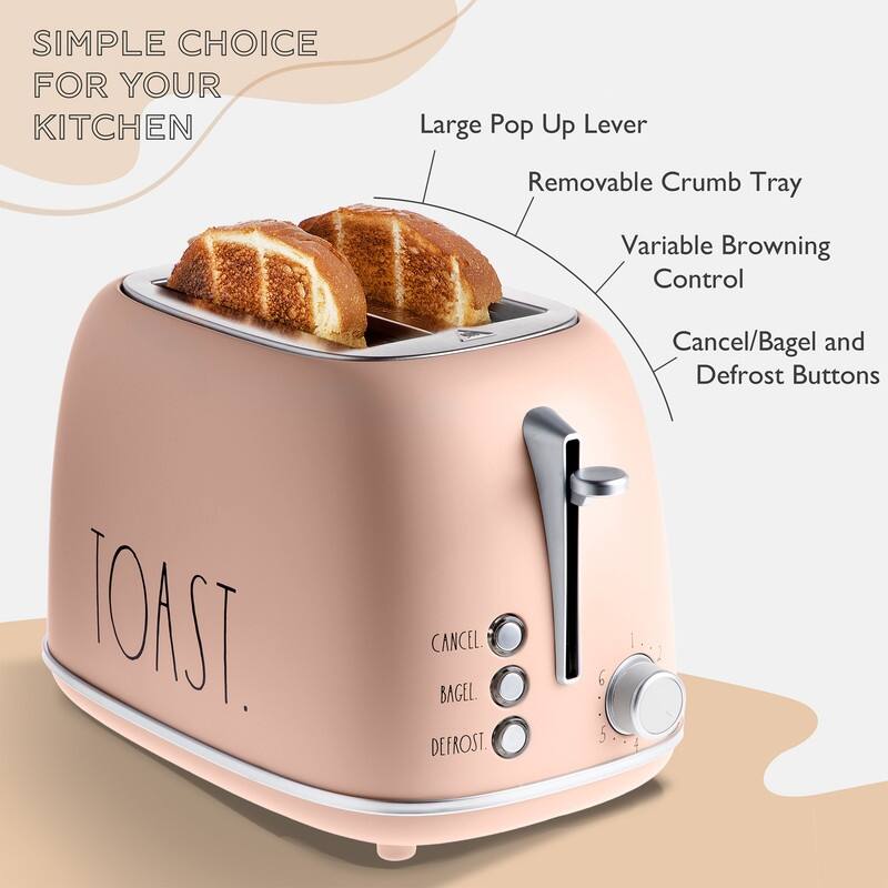 Rae Dunn Retro Rounded Bread Toaster, 2 Slice Stainless Steel