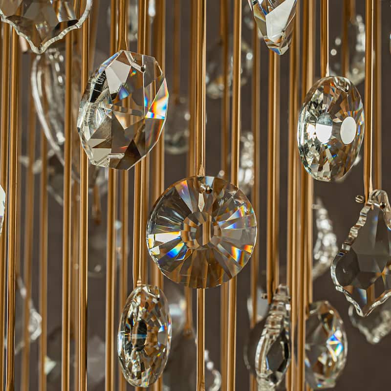 CraftHome Modern Crystal Flush Mount Ceiling Light 28” Painted Brass Luxury Glam Flush Lighting for Bedroom Entryway Low Ceiling