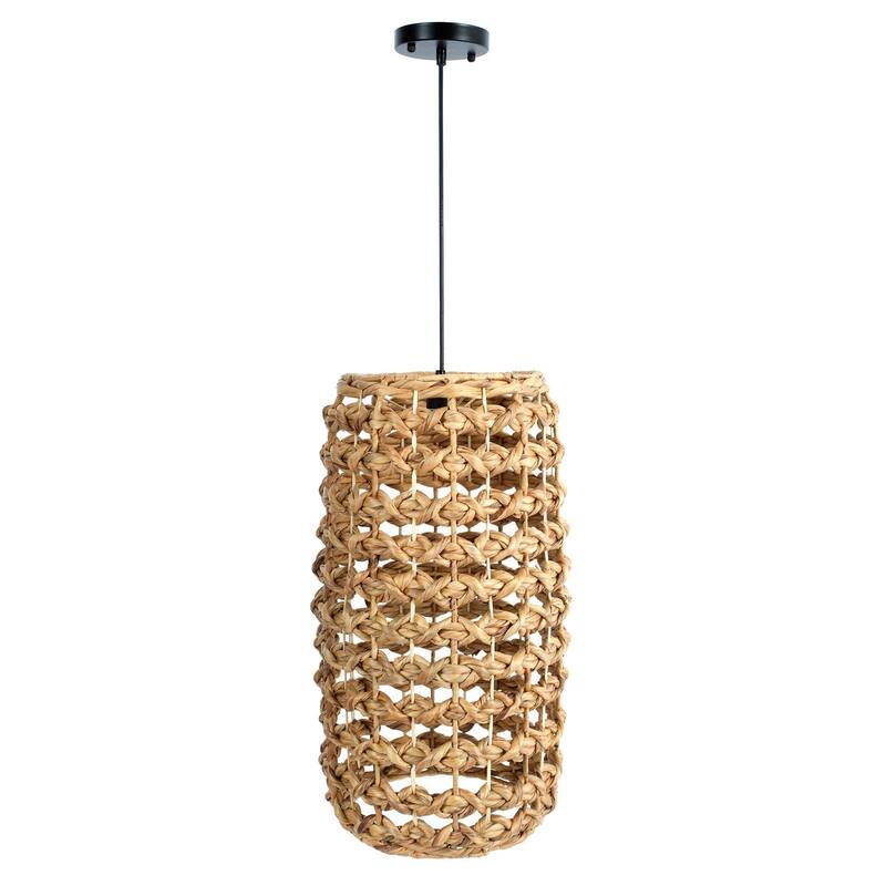 Glow Long Chandelier with Braided Shade, Brown