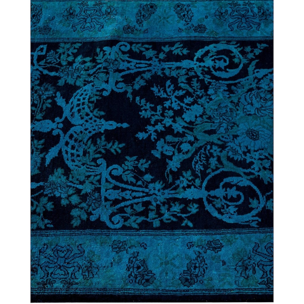 Fine Vibrance, One-of-a-Kind Hand-Knotted Runner Rug - Black, 2' 6" x 8' 7" - 2' 6" x 8' 7"