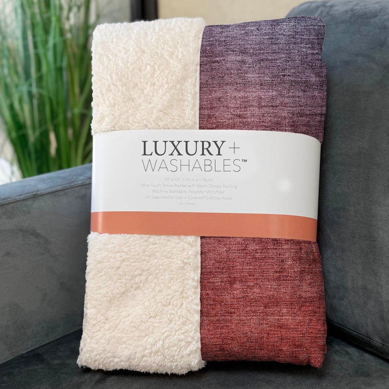 Premium Machine Washable Modern Ombre Sherpa Throw Blanket