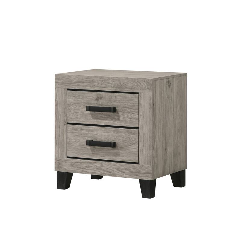 Napa Light Grey Wood Slim Profile 2 Drawer Nightstand