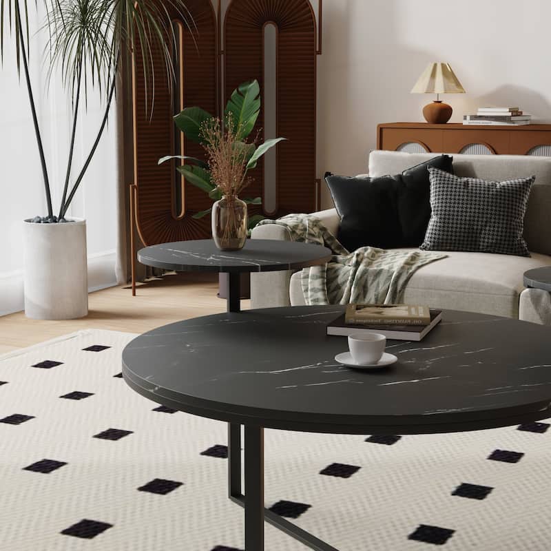 Modern coffee table with two display shelves