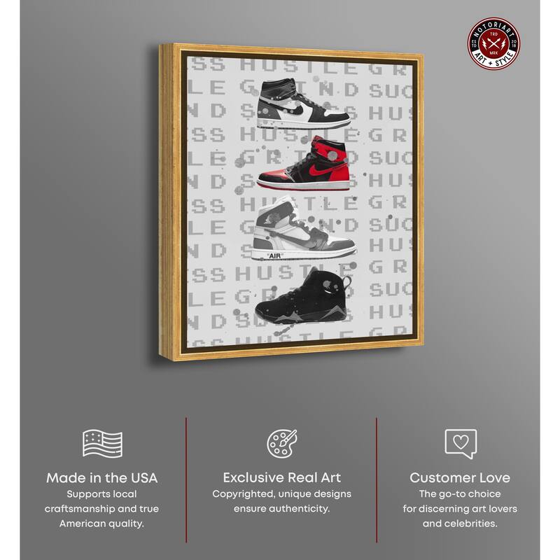 Notoriart Hype Sneakers Framed Sneaker 1 Piece Canvas Wall Art