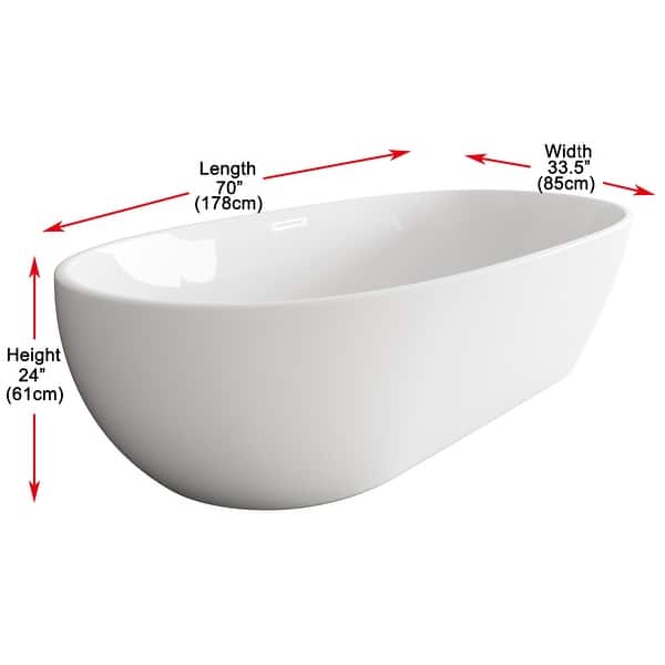 dimension image slide 0 of 16, Adler Soaking Bathtub in Glossy White
