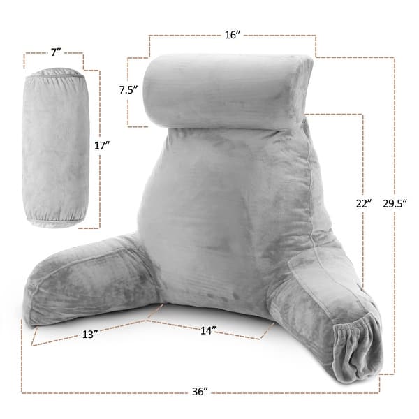 dimension image slide 22 of 62, Nestl Memory Foam Reading Pillow with Backrest, Arms and Pockets