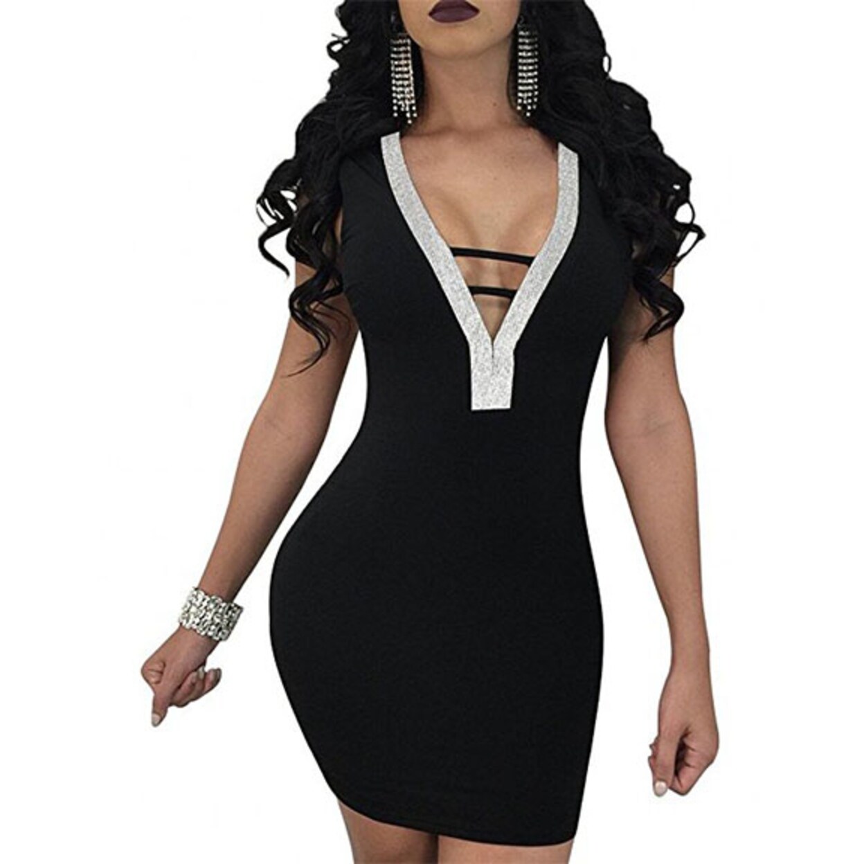 Shop Women S Hot Dresses Deev V Backless Patchwork Stretchy Mini