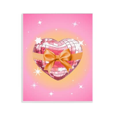 Stupell Heart Disco & Ribbon Wall Plaque Art Design By Susan Arnot