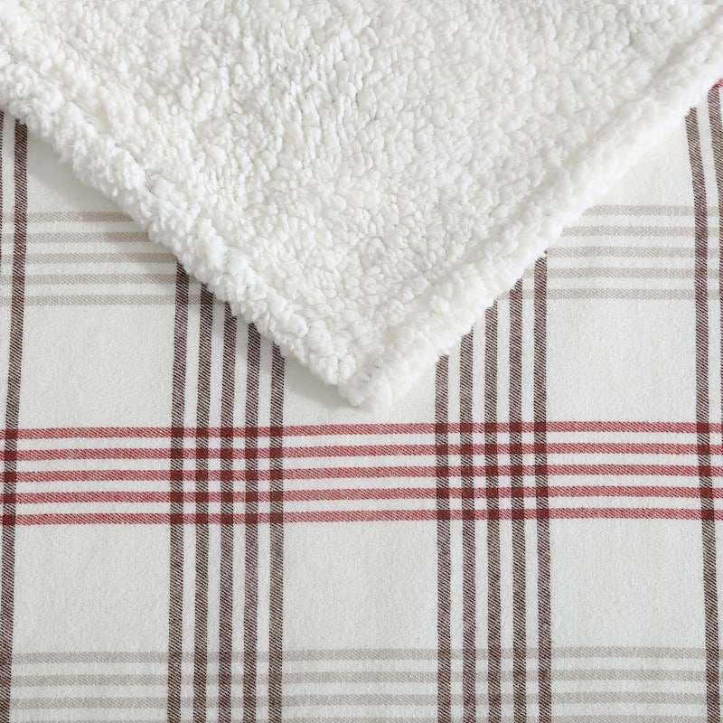 Eddie Bauer Cotton Flannel/Shearling Reverse Throw Blanket