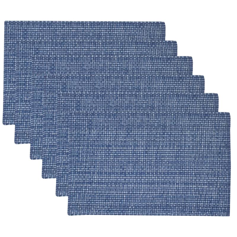 Sweet Home Collection Two Tone Cotton Woven 13x19 Placemats - Set of 6 - Dark Blue