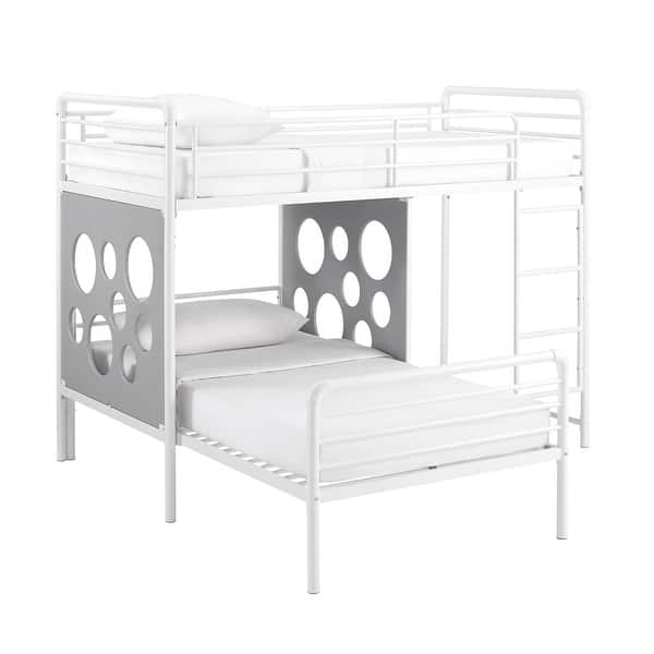 slide 2 of 6, Modern Geo Cutout Colorful Twin L-Shaped Bunk Bed White+Cool