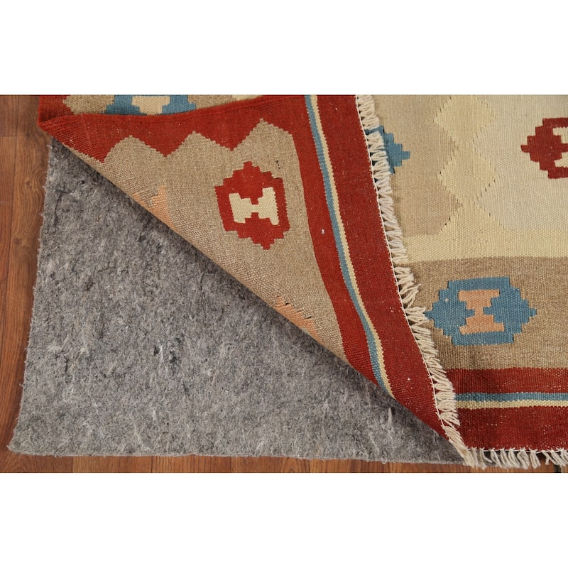 Hand-Woven Geometric Kilim Persian Accent Rug Handmade Wool Carpet - 3'2"x 4'11"