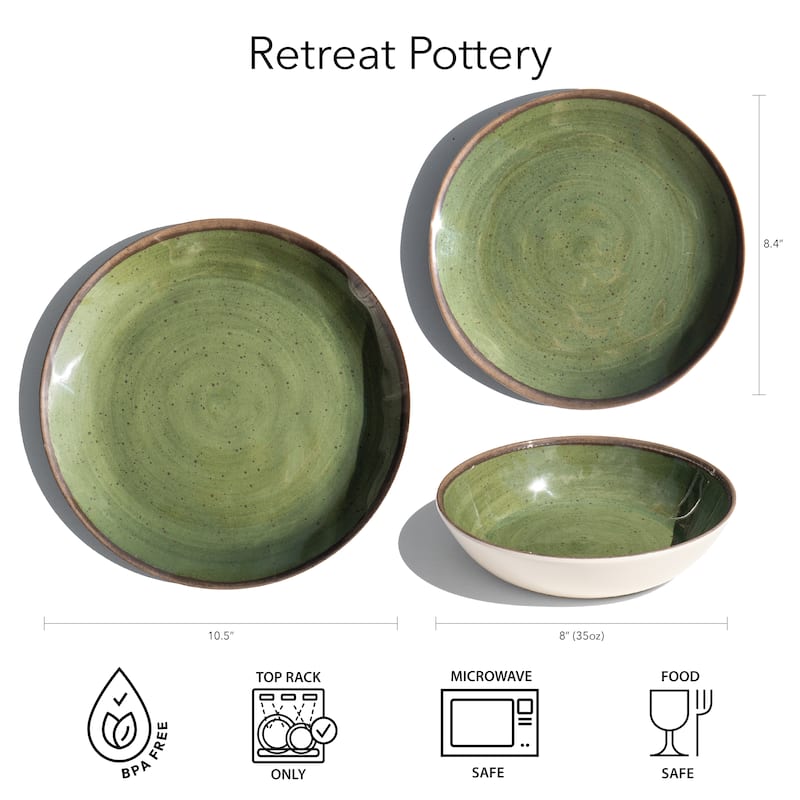 Abode Homewares Retreat Pottery Merge Bamboo Low Bowl - 9" - Set of 6