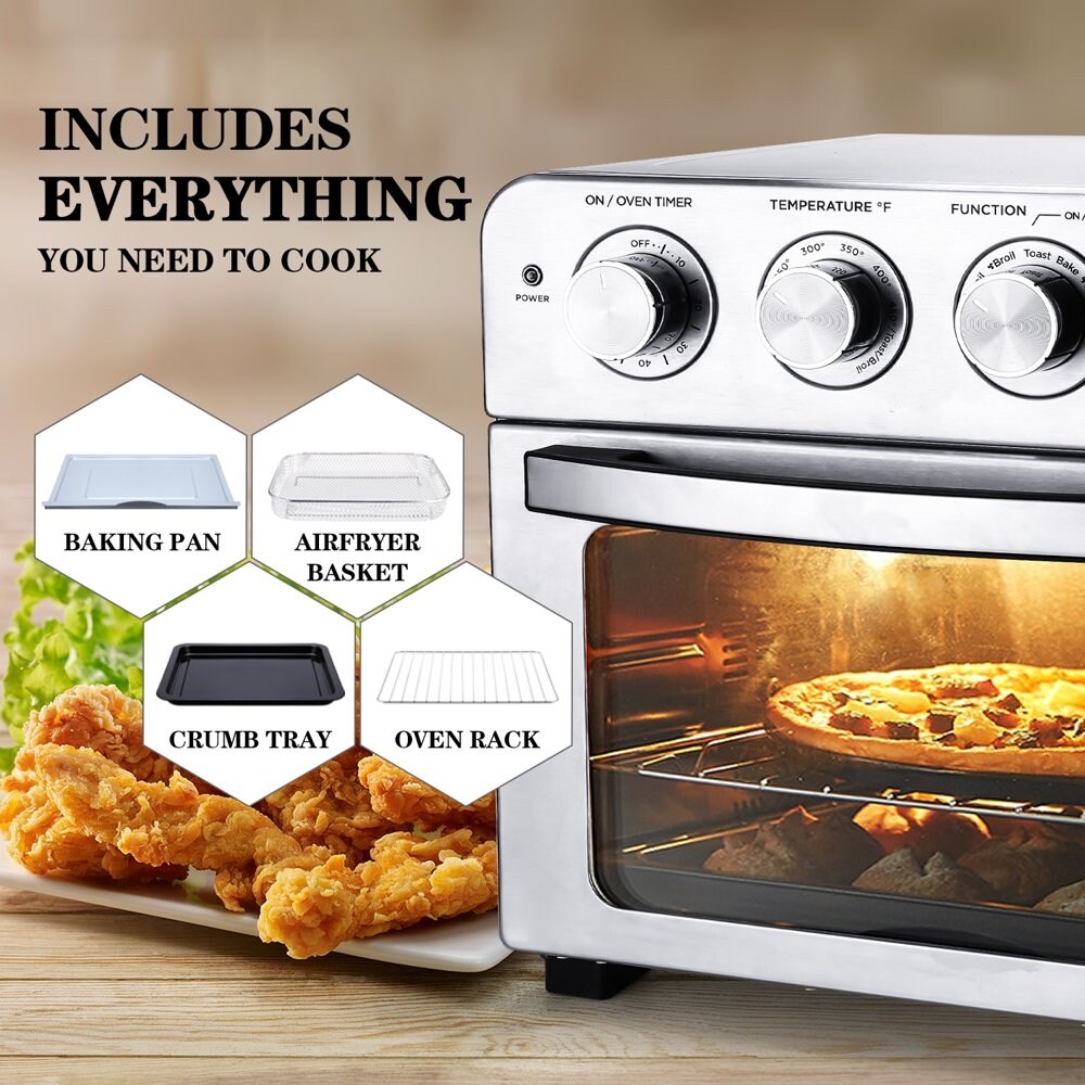 Air Fryer Toaster Oven Combo, 4 Slice Toaster Convection Air Fryer Oven  with Baking Pan, Crumb Tray, Air Fry Basket and Wire Rack, 16QT Air Fryer  Oven Warm, Broil, Toast, Bake, Air
