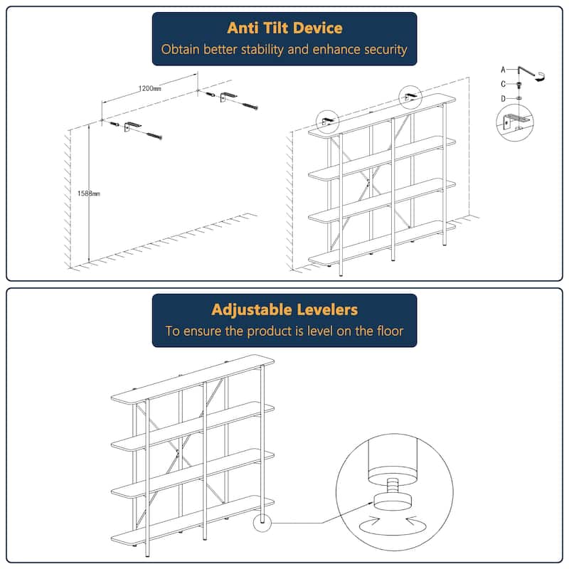 Clihome 4-tier Stainless Steel Storage Rack Bookcase