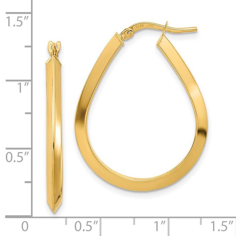 Curata 14k Yellow Gold Polished 26.7x1.9mm Classic Hoop Earrings
