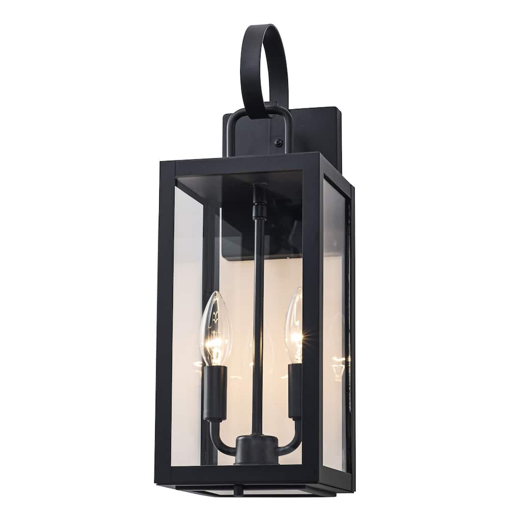 C Cattleya 1 Pack 2-Light 18.25-in Matte Black Outdoor Wall Light with Close Bottom
