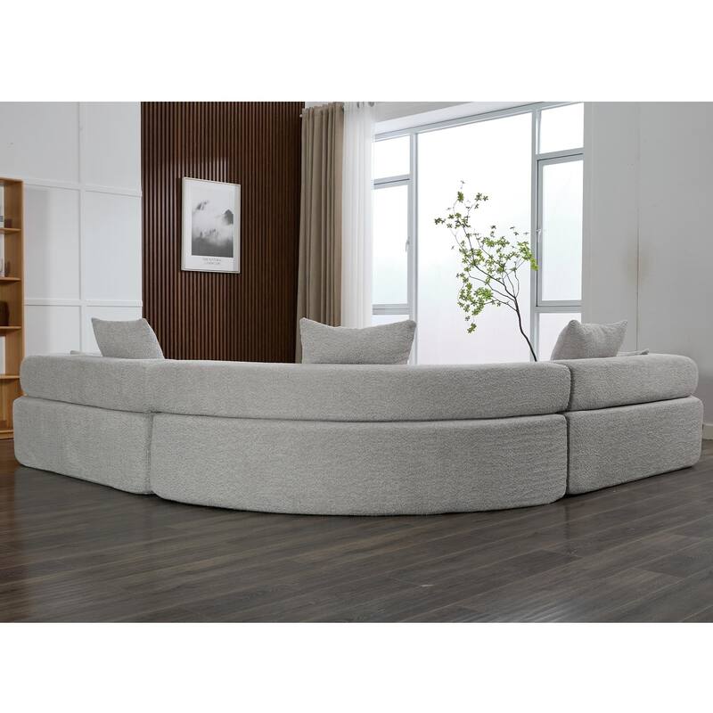 3-Piece Curved Sofa, Oversized Boucle Couch, Flexible for Living Room