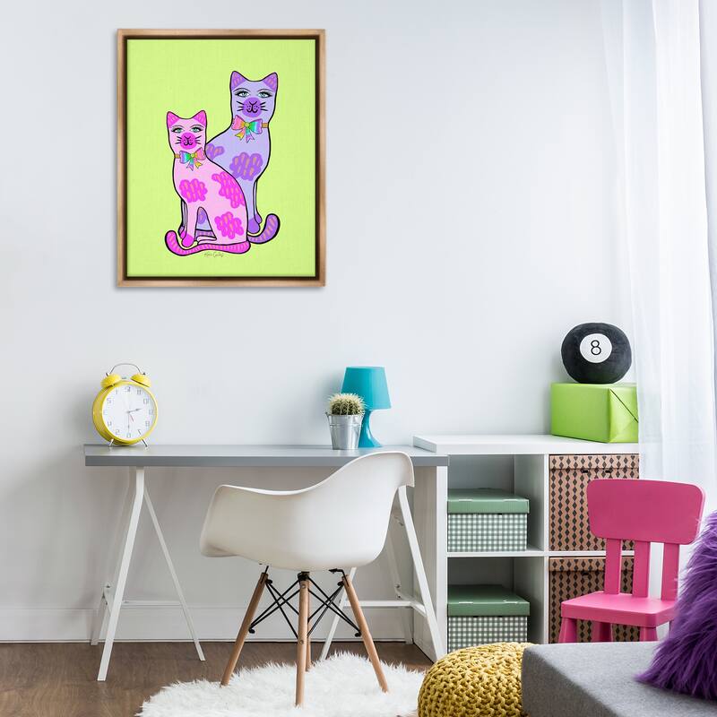 Stupell Funky Bright Cats Framed Floater Canvas Wall Art Design By Katie Conley