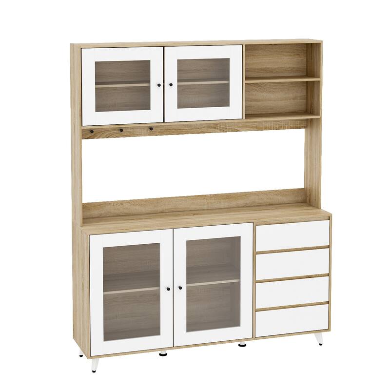 63"W 74.8"W Buffet with Hutch, Freestanding Kitchen Pantry
