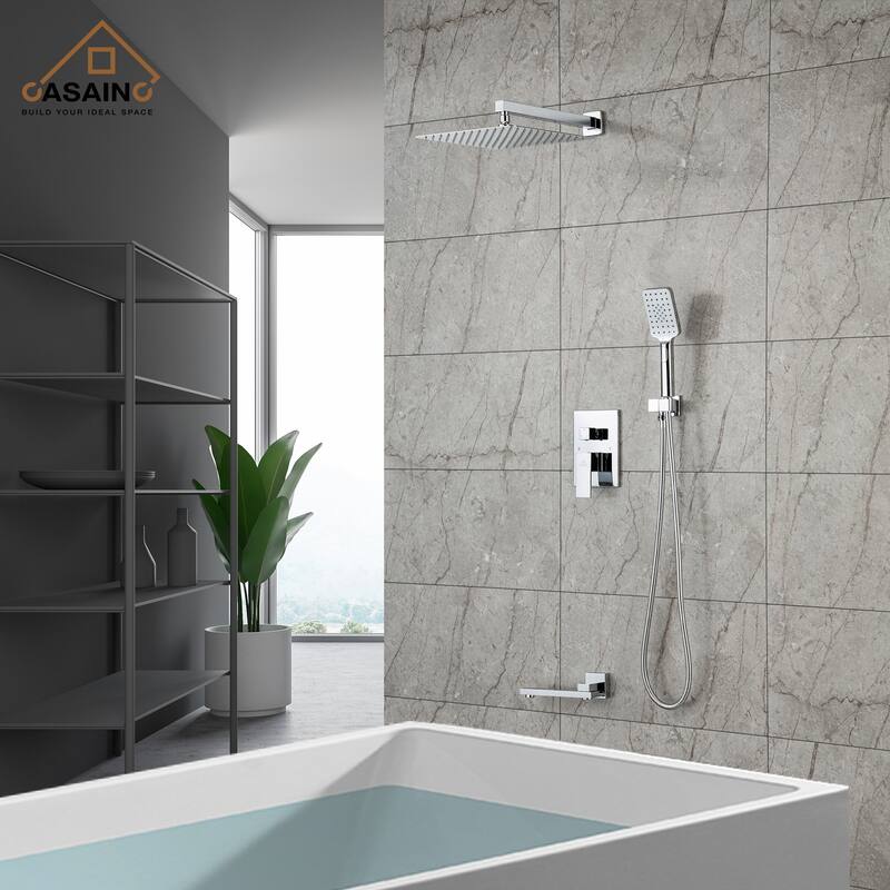 1-Handle 3-Spray Pattern 10 in. Wall Mount Shower Set Shower Head, Tub and Shower Faucet - 10 inch