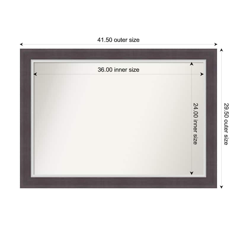 Ellie Non-Beveled Framed Wall Mirror - 42 x 30 in - Ellie Brown Silver