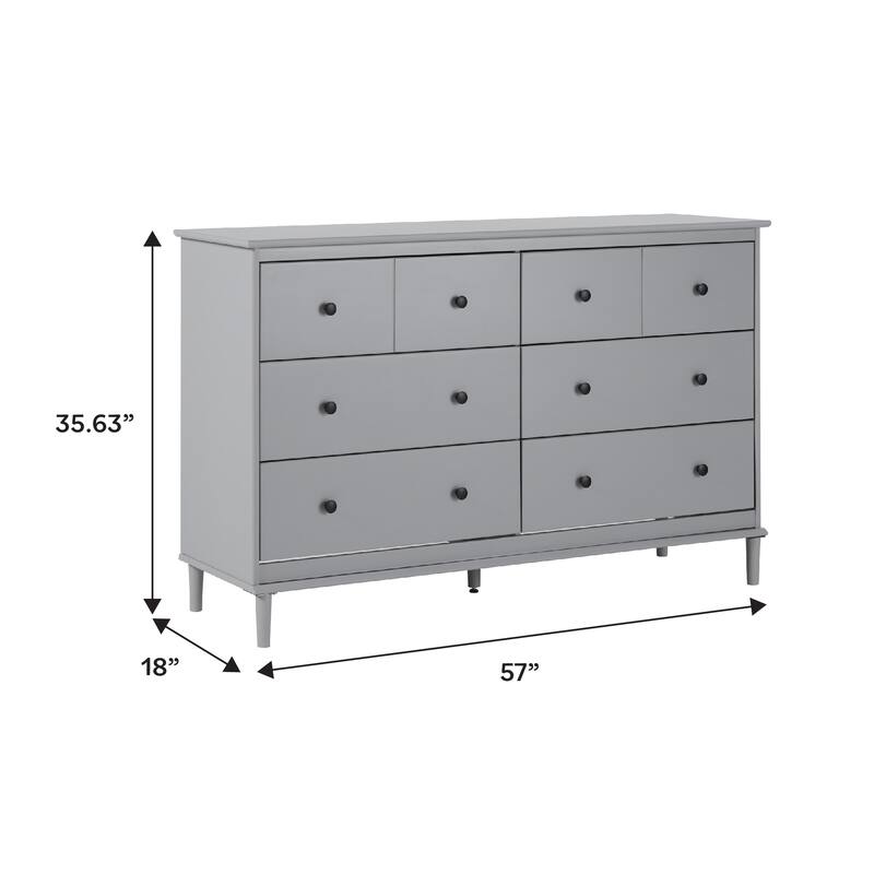 Walker Edison Bullrushes 6-Drawer Solid Wood Dresser