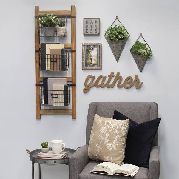 Shop Decorative Ladder With Baskets Wall Decor Overstock 24243730