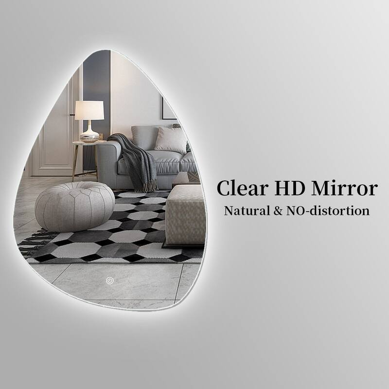 Irregular LED Anti-fog Decorative Bathroom Vanity Wall Mirror - White - 28x36