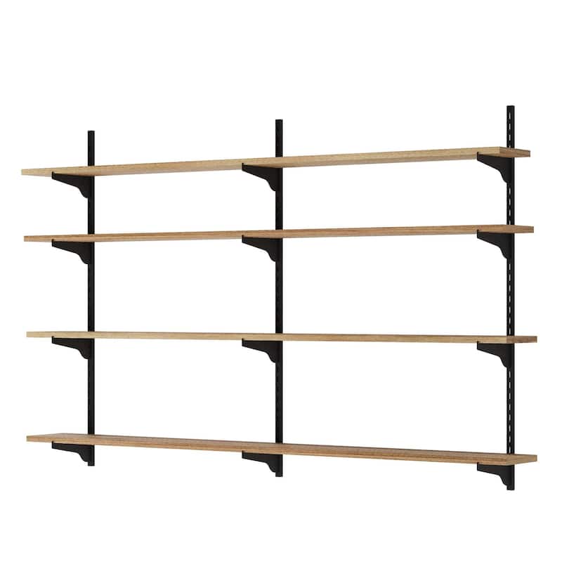Wallniture Turin 54" Wall Mounted Shelves with Adjustable Brackets, Floating Shelves for Living Room & Office Decor, 2,3,4 Tier