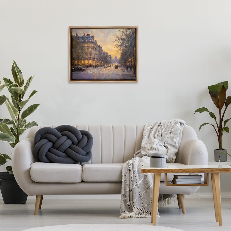 Stupell Vintage City Street View Framed Floater Canvas Wall Art Design By Petal Prints Design