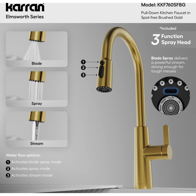 Karran USA KKF760 Elmsworth 1.8 GPM Single Hole Pull Down Kitchen