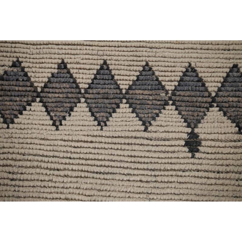 Geometric Moroccan Area Rug Hand-Knotted Wool Carpet - 6'8"x 11'0"