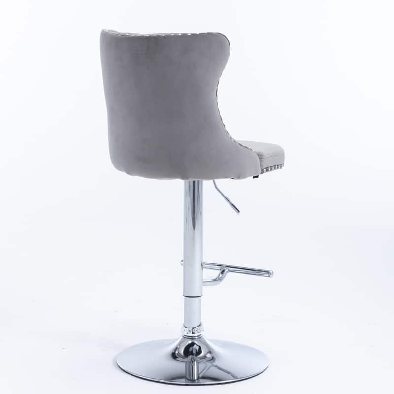 Velvet Swivel Upholstered Barstools with Adjusatble Seat Height and Tufted Comfortable Backs,Set of 2