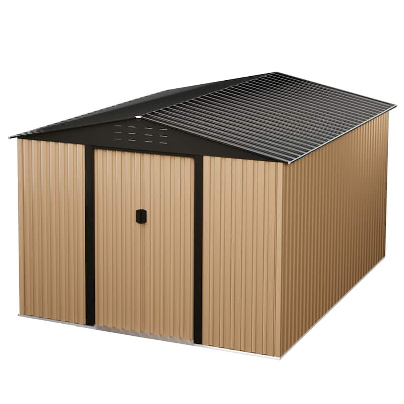 Outdoor Storage Shed,Lockable Metal Storage Shed for Garden,Patio,Backyard - 10*8FT