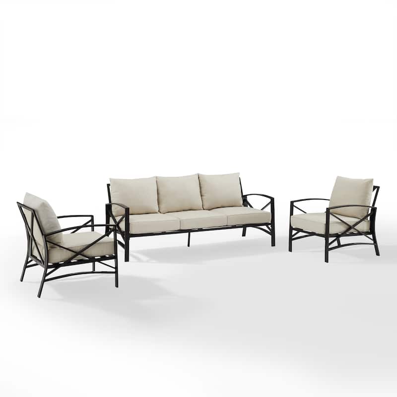 Crosley Kaplan 3Pc Outdoor Sofa Set - 147 W x 68.5 D x 32 H