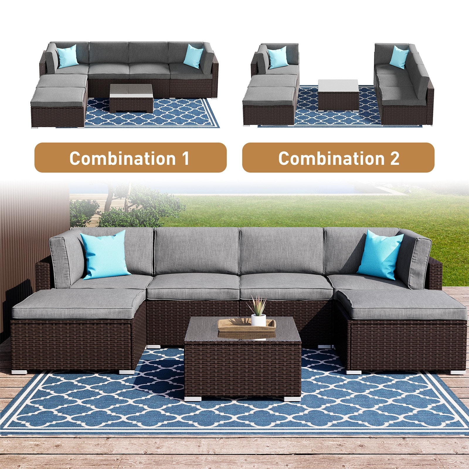 7-Piece Outdoor Wicker Sectional Sofa - Ultra Cozy Patio Seating Set  -image