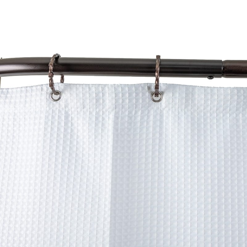 Utopia Alley Rustproof Aluminum D-shape Shower Curtain Rods 60 Inch Large Size by 25 Inch, with White Shower curtain 180x70 inch