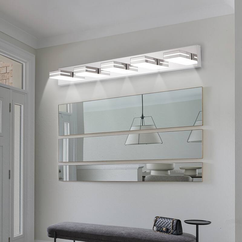 Modern LED Vanity Light, 5-Lights Wall Sconce for Bathroom and Mirror, Sleek Minimalist Design, Energy-Efficient