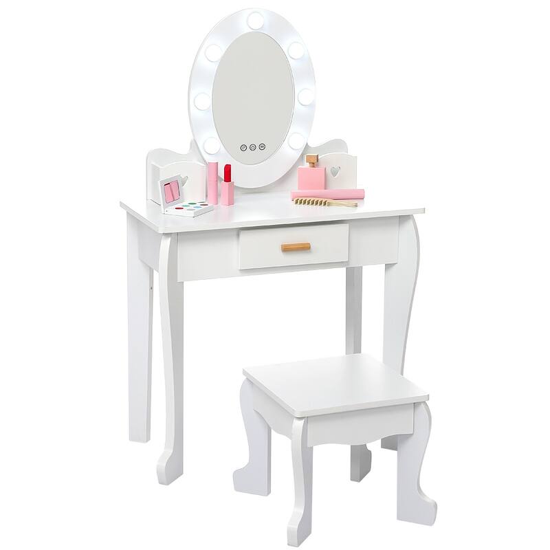Kids Vanity, Makeup Desk & Chair Set, Makeup Desk Dressing Table - white