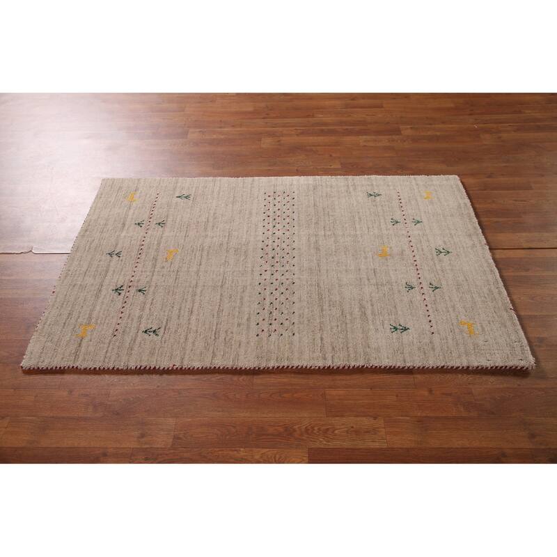Gabbeh Accent Rug Hand-Knotted Oriental Wool Carpet - 3'0"x 4'10"