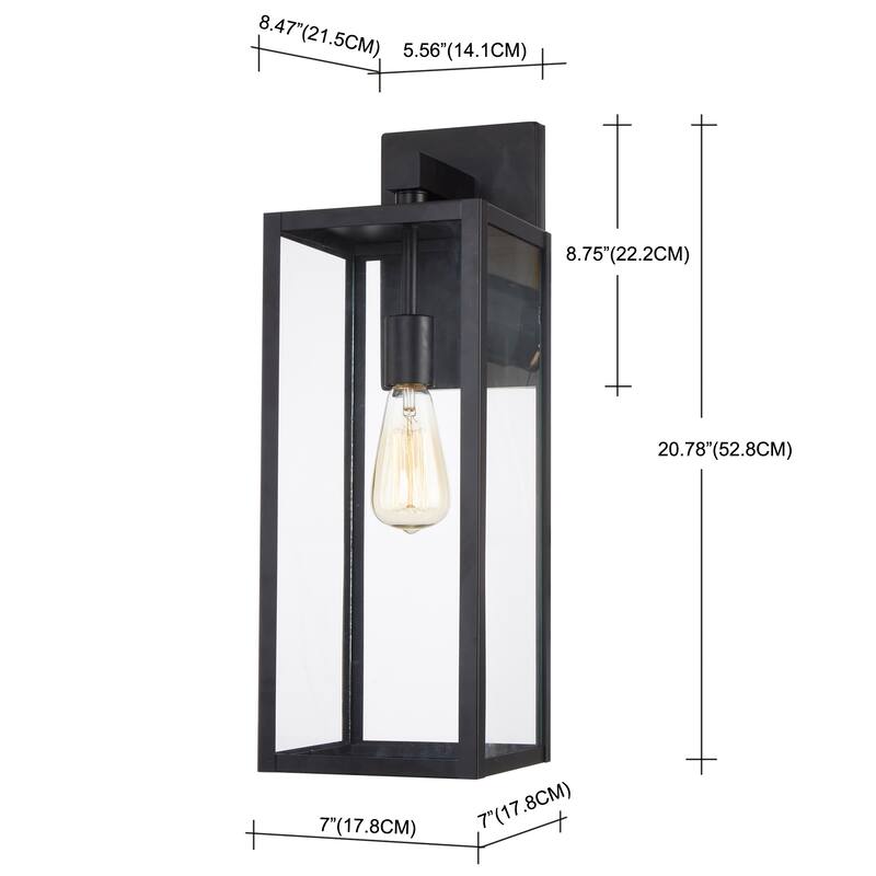 1-Light 21'' H Matte Black Outdoor Wall Lantern Sconce with Dusk to Dawn Sensor