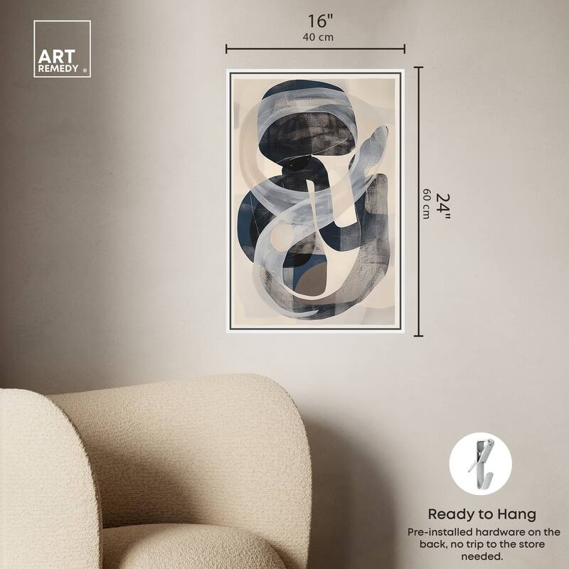 Art Remedy Slither Framed Abstract Shapes 1 Piece Canvas Wall Art