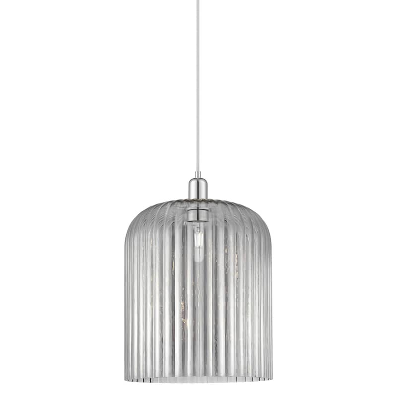 Innovations Lighting 716-1P-18-12 Bridal Veil Pendant Bridal Veil 12" - Polished Chrome / Light Smoke
