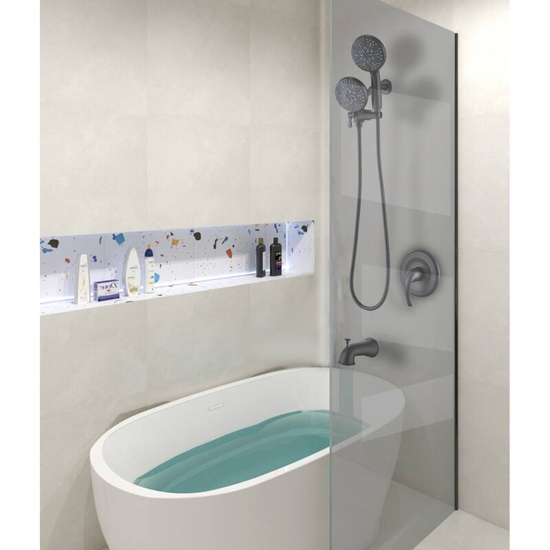 Complete Shower System with Tub Shower Faucet Set 5in Head Matte Black