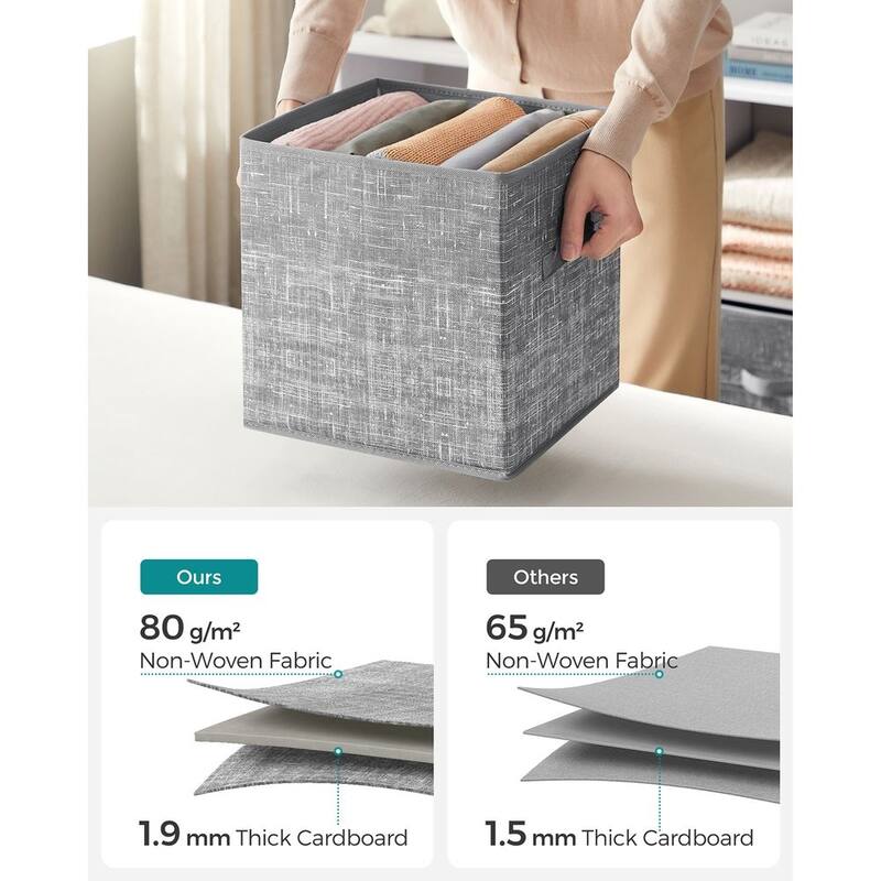 6 Fabric Foldable Storage Cubes with Handles Stylish Print Ideal for Bedroom and Living Room