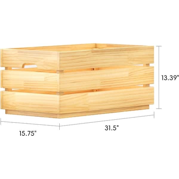 MUSEHOMEINC Uncovered Wood Toy Storage Box,Easy Assembly, Natural